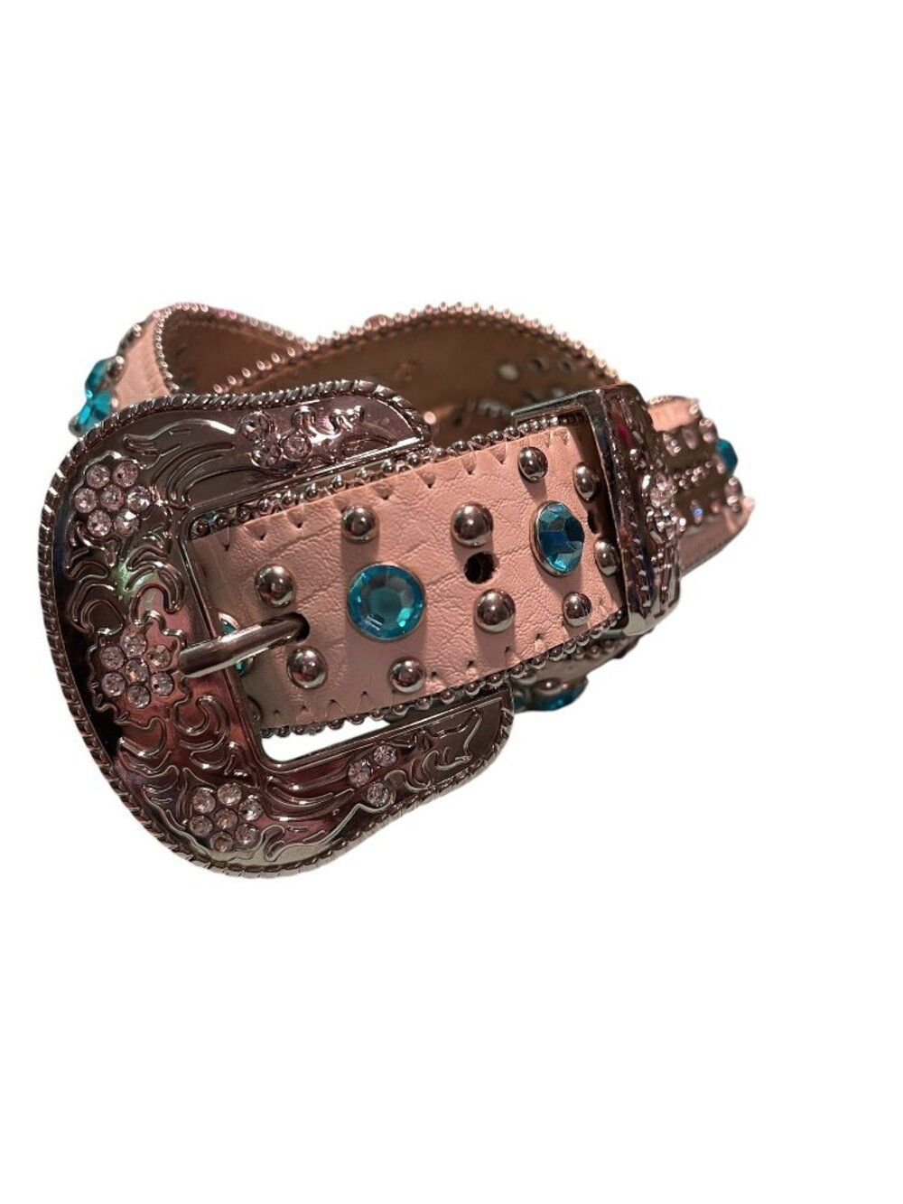BHW Women’s Rhinestone Studded Leather Western Cowgirl Belt